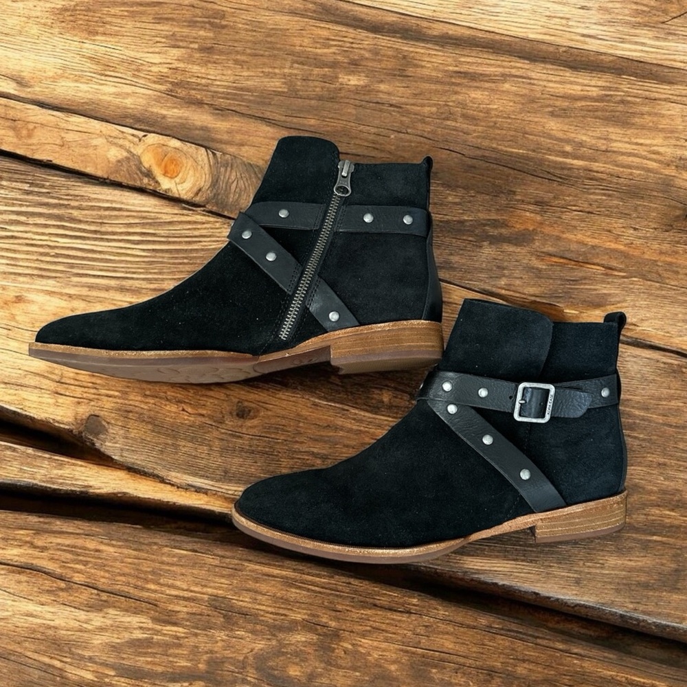 Kork-Ease Black Suede Ankle Booties